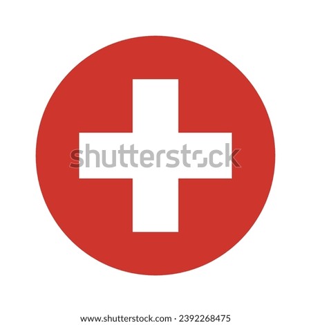 The flag of Switzerland. Button flag icon. Standard color. Circle icon flag. Computer illustration. Digital illustration. Vector illustration.