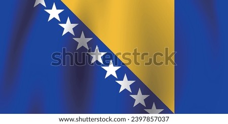 Bosnia and Herzegovina flag. The official ratio. The wavy flag. Standard size. Standard color. Flag icon. 3d illustration. Computer illustration. Digital illustration. Vector illustration.