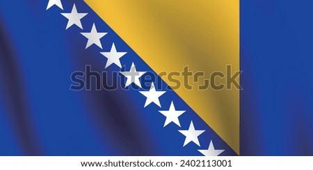 Bosnia and Herzegovina flag. The official ratio. The wavy flag. Standard size. Standard color. Flag icon. 3d illustration. Computer illustration. Digital illustration. Vector illustration.