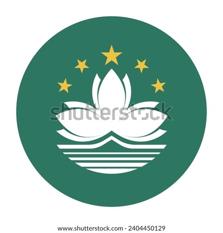 Macau circle flag. Button flag icon. Standard color. Circle icon flag. Computer illustration. Digital illustration. Vector illustration.