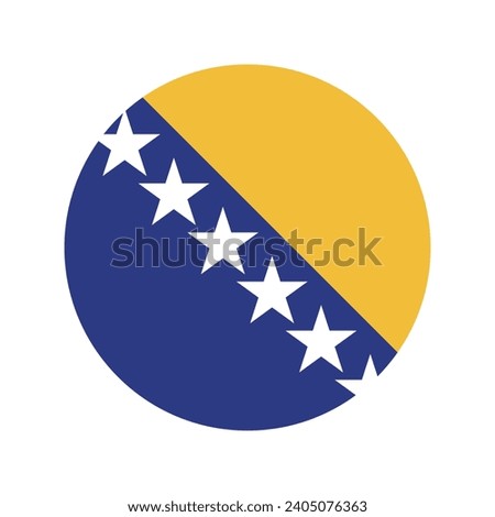 Bosnia and Herzegovina circle flag. Button flag icon. Standard color. Circle icon flag. Computer illustration. Digital illustration. Vector illustration.