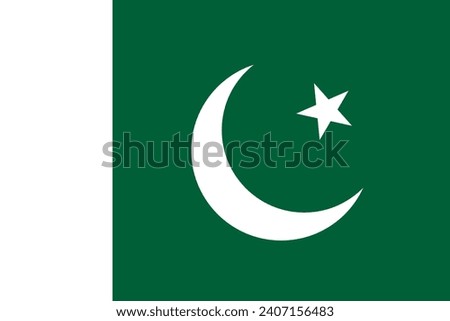 Pakistan flag. The official ratio. Flag icon. Standard color. Standard size. A rectangular flag. Computer illustration. Digital illustration. Vector illustration.