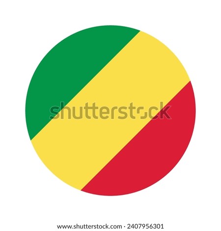 Congo circle flag. Button flag icon. Standard color. Circle icon flag. Computer illustration. Digital illustration. Vector illustration.