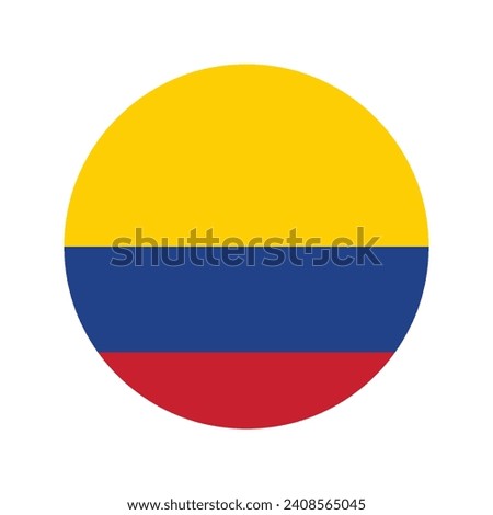 Colombia circle flag. Button flag icon. Standard color. Circle icon flag. 3d illustration. Computer illustration. Digital illustration. Vector illustration.