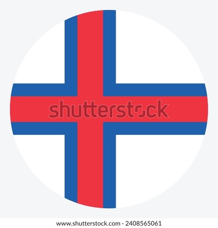 Faroe Islands flag. Button flag icon. Standard color. Circle icon flag. Computer illustration. Digital illustration. Vector illustration.