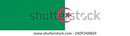 Algeria flag. A long banner. Flag icon. Standard color. A rectangular flag. Computer illustration. Digital illustration. Vector illustration.