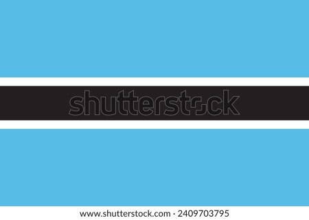 Botswana flag. The official ratio. Flag icon. Standard color. Standard size. A rectangular flag. Computer illustration. Digital illustration. Vector illustration.