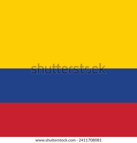 Colombia flag. Flag icon. Standard color. A square flag. Square icon. Computer illustration. Digital illustration. Vector illustration.