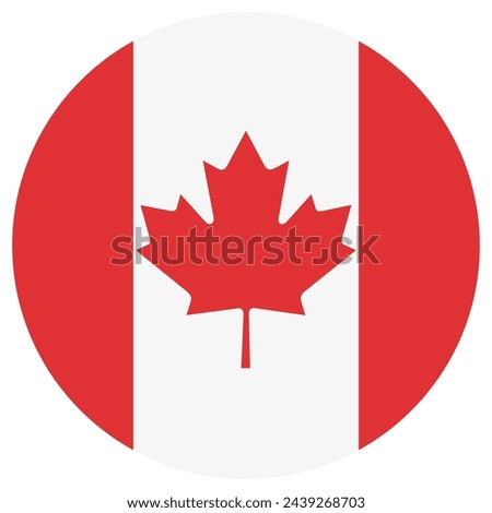 Canada flag. Canada circle flag. Button flag icon. Standard color. Circle icon flag. Computer illustration. Digital illustration. Vector illustration.