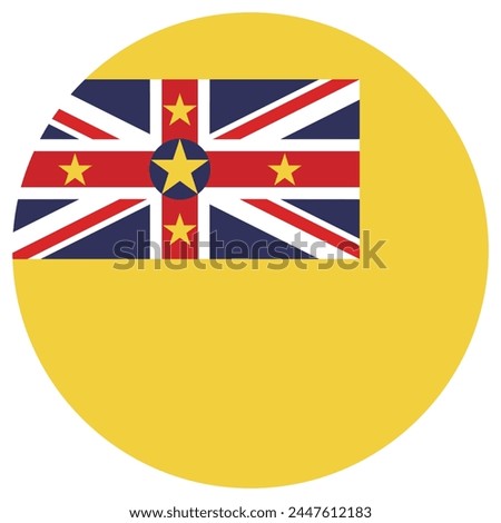 Niue flag. Flag icon. Standard color. Circle icon flag. 3d illustration. Computer illustration. Digital illustration. Vector illustration.