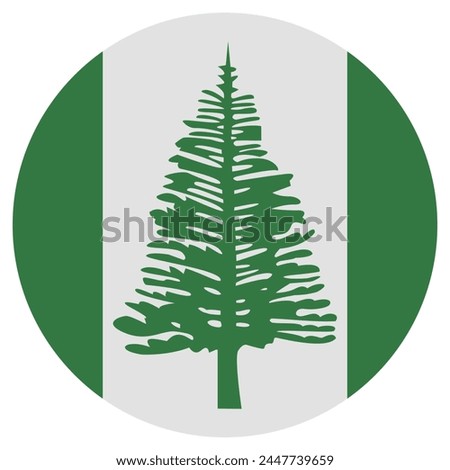Norfolk Island flag. Norfolk Island circle flag. Button flag icon. Standard color. Circle icon flag. 3d illustration. Computer illustration. Digital illustration. Vector illustration.