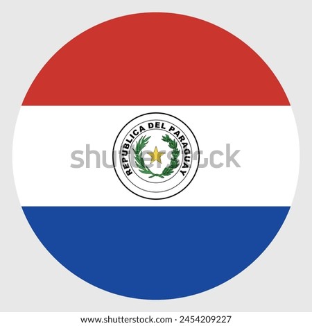 Paraguay flag. Paraguayan flag. Paraguay circle flag. Standard color. Circle icon flag. Computer illustration. Digital illustration. Vector illustration.