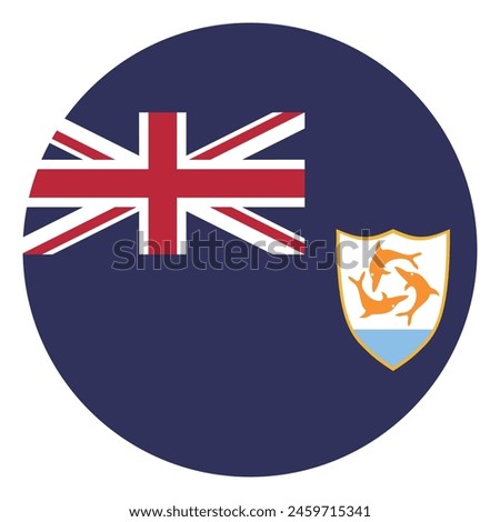 Anguilla flag. Anguilla round flag. Button flag icon. Standard color. Circle icon flag. Computer illustration. Digital illustration. Vector illustration.