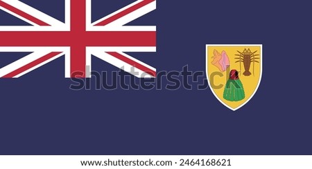 Turks and Caicos Islands flag. Flag of Turks and Caicos Islands. Flag icon. Standard color. Standard size. Rectangular flag. Computer illustration. Digital illustration. Vector illustration.