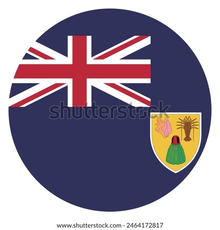 Turks and Caicos Islands flag. Turks and Caicos Islands circle flag. Flag icon. Standard color. Round flag. Computer illustration. Digital illustration. Vector illustration.
