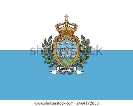 San Marino flag. Flag of San Marino. Flag icon. Standard color. Standard size. Rectangular flag. Computer illustration. Digital illustration. Vector illustration.