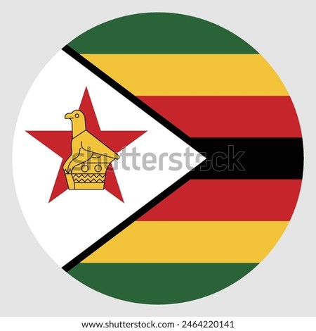 Zimbabwe flag. Zimbabwe circle flag. Flag icon. Standard color. Round flag. Computer illustration. Digital illustration. Vector illustration.