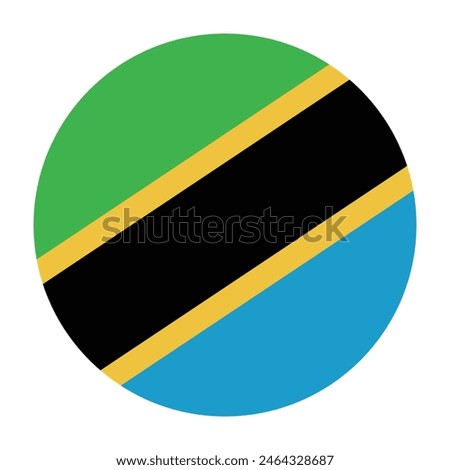 Tanzania circle flag. Tanzania flag. Flag icon. Standard color. Round flag. Computer illustration. Digital illustration. Vector illustration.