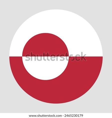 Flag of Greenland. Greenland circle flag. Flag icon. Standard color. Round flag. Computer illustration. Digital illustration. Vector illustration.