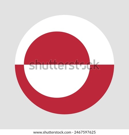 Flag of Greenland. Greenland circle flag. Flag icon. Standard color. Round flag. Computer illustration. Digital illustration. Vector illustration.