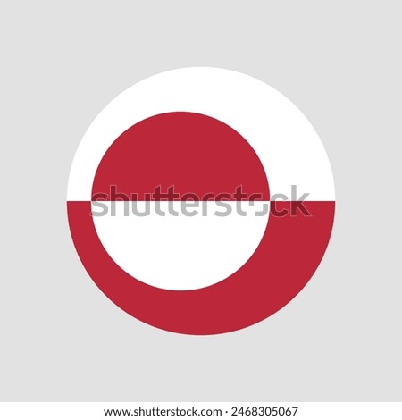 Flag of Greenland. Greenland circle flag. Flag icon. Standard color. Round flag. Computer illustration. Digital illustration. Vector illustration.