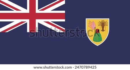 Turks and Caicos Islands flag. Flag of Turks and Caicos Islands. Flag icon. Standard color. Standard size. Rectangular flag. Computer illustration. Digital illustration. Vector illustration.