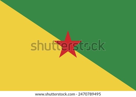 French Guiana flag. Flag of French Guiana. Flag icon. Standard color. Standard size. Rectangular flag. Computer illustration. Digital illustration. Vector illustration.