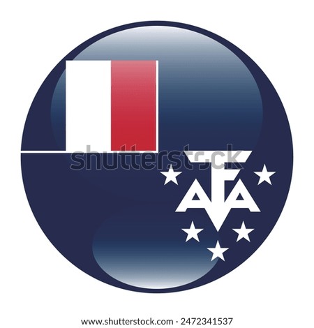 French Southern and Antarctic Territory circle flag. Flag icon. Standard color. Round flag. Computer illustration. Digital illustration. Vector illustration.