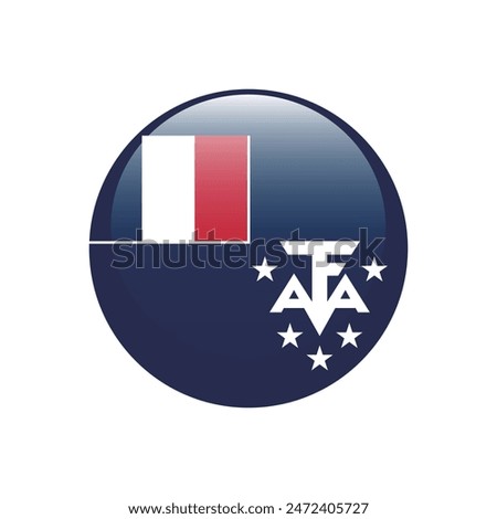 French Southern and Antarctic Territory circle flag. Flag icon. Standard color. Round flag. Computer illustration. Digital illustration. Vector illustration.