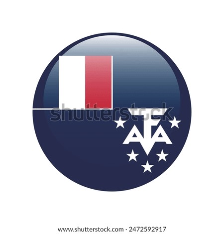 French Southern and Antarctic Territory circle flag. Flag icon. Standard color. Round flag. Computer illustration. Digital illustration. Vector illustration.