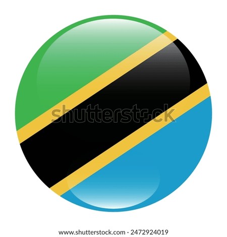 Tanzania flag. Tanzania circle flag. Flag icon. Standard color. Round flag. Computer illustration. Digital illustration. Vector illustration.