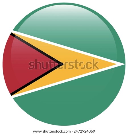 Flag of Guyana. Guyana circle flag. Flag icon. Standard color. Round flag. Computer illustration. Digital illustration. Vector illustration.