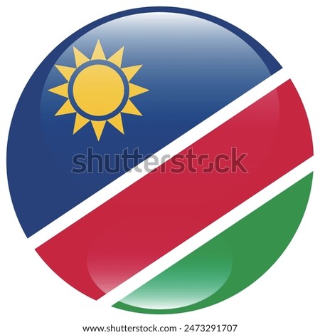 Namibia flag. Namibia circle flag. Flag icon. Standard color. Round flag. Computer illustration. Digital illustration. Vector illustration.