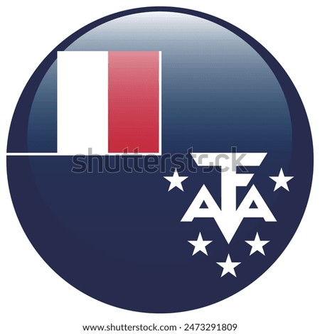 French Southern and Antarctic Territory circle flag. Flag icon. Standard color. Round flag. Computer illustration. Digital illustration. Vector illustration.