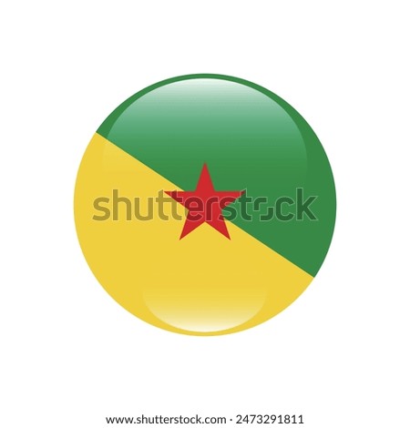 French Guiana circle flag. Flag of French Guiana. Flag icon. Standard color. Round flag. Computer illustration. Digital illustration. Vector illustration.