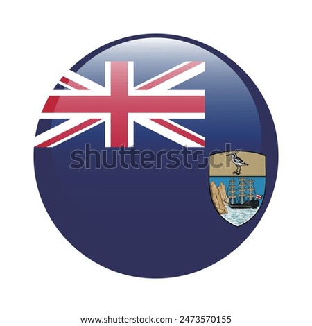 Saint Helena, Ascension and Tristan da Cunha circle flag. Flag icon. Standard color. Round flag. Computer illustration. Digital illustration. Vector illustration.