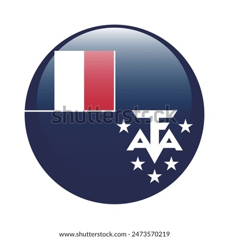 French Southern and Antarctic Territory circle flag. Flag icon. Standard color. Round flag. Computer illustration. Digital illustration. Vector illustration.