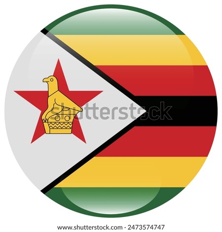 Zimbabwe flag. Zimbabwe circle flag. Flag icon. Standard color. Round flag. Computer illustration. Digital illustration. Vector illustration.