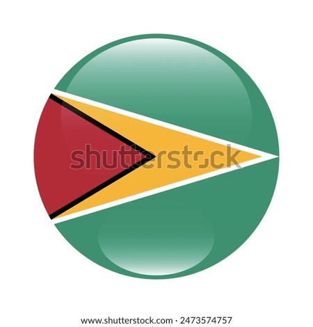 Flag of Guyana. Guyana circle flag. Flag icon. Standard color. Round flag. Computer illustration. Digital illustration. Vector illustration.