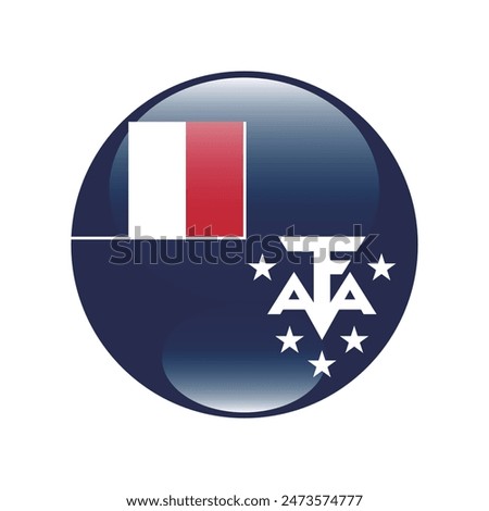 French Southern and Antarctic Territory circle flag. Flag icon. Standard color. Round flag. Computer illustration. Digital illustration. Vector illustration.