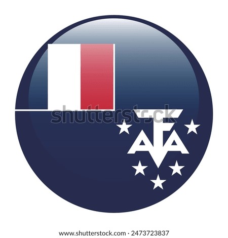 French Southern and Antarctic Territory circle flag. Flag icon. Standard color. Round flag. Computer illustration. Digital illustration. Vector illustration.