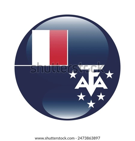 French Southern and Antarctic Territory circle flag. Flag icon. Standard color. Round flag. Computer illustration. Digital illustration. Vector illustration.