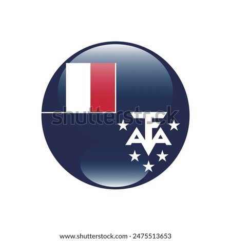 French Southern and Antarctic Territory circle flag. Flag icon. Standard color. Round flag. Computer illustration. Digital illustration. Vector illustration.