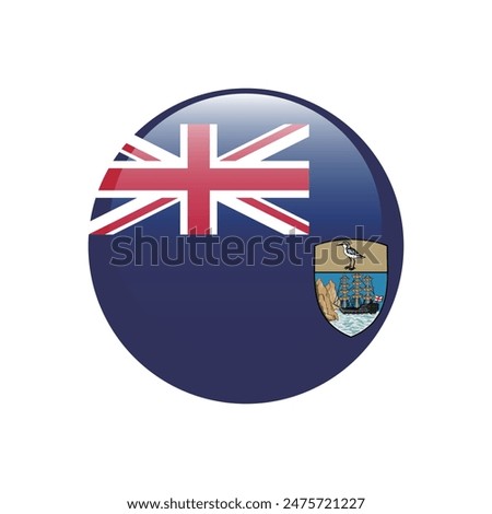 Saint Helena, Ascension and Tristan da Cunha circle flag. Flag icon. Standard color. Round flag. Computer illustration. Digital illustration. Vector illustration.