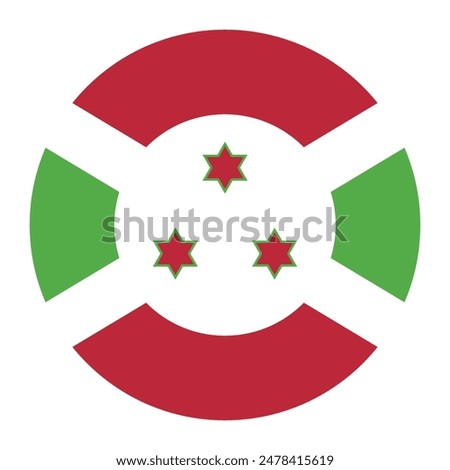 Burundi circle flag. Flag of Burundi. Flag icon. Standard color. Round icon flag. Computer illustration. Digital illustration. Vector illustration.