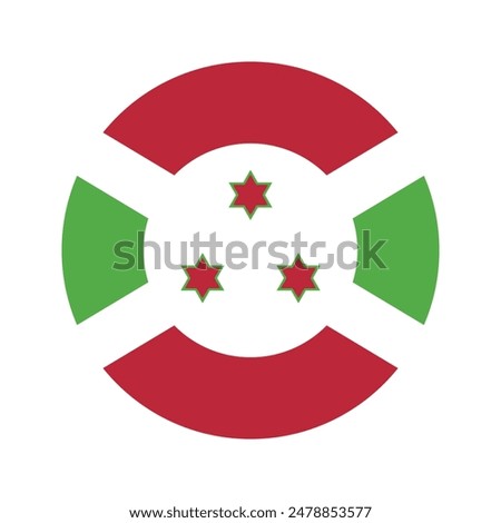 Burundi circle flag. Flag of Burundi. Flag icon. Standard color. Round icon flag. Computer illustration. Digital illustration. Vector illustration.