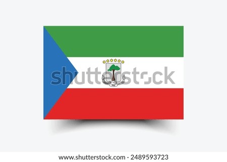 Equatorial Guinea flag. Flag of Equatorial Guinea. The official ratio. Flag icon. Standard color. Standard size. A rectangular flag. Computer illustration. Digital illustration. Vector illustration.