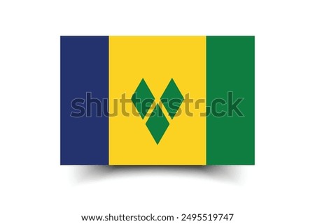 Saint Vincent and the Grenadines flag. Flag of Saint Vincent and the Grenadines. Flag icon. Standard color. Standard size. A rectangular flag. Computer illustration. Digital illustration. Vector illus