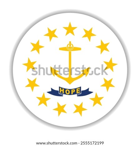 Rhode Island state circle flag logo icon digital vector illustration design