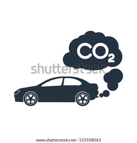 car exhaust, co2, smoke, isolated icon on white background, auto service, car repair